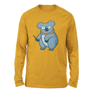 Koala Potter Men/Unisex Drop Shoulder Sweatshirt in Heather Mustard color